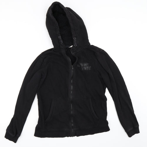 H&M Boys Black   Full Zip Hoodie Size 12-13 Years