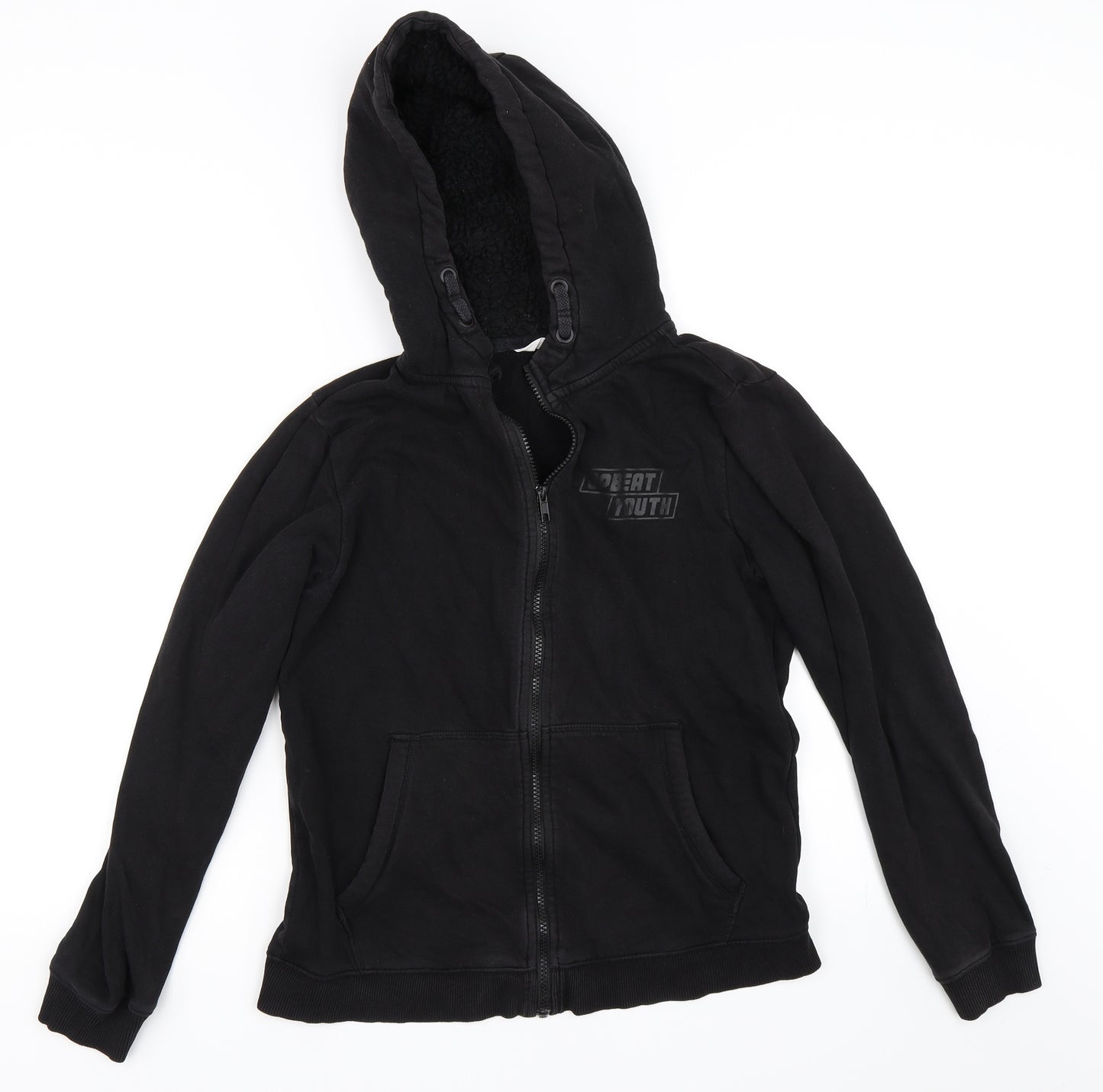 H&M Boys Black   Full Zip Hoodie Size 12-13 Years
