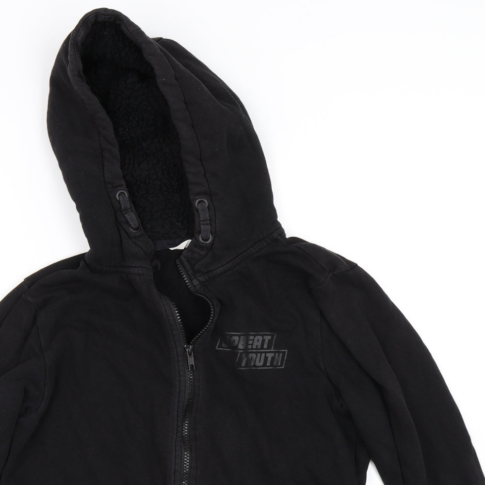 H&M Boys Black   Full Zip Hoodie Size 12-13 Years