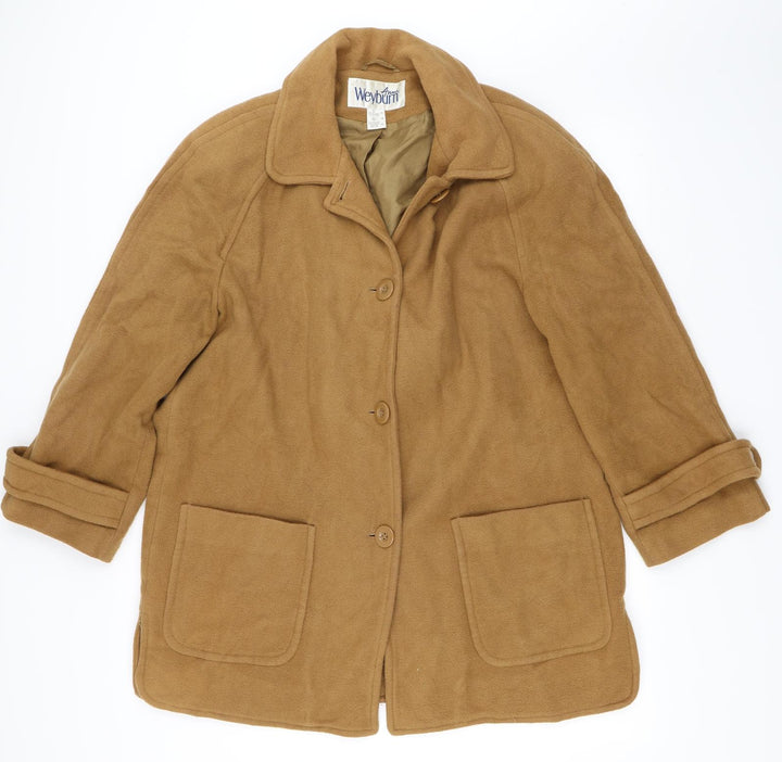 ANNE WEYBURN Womens Beige   Overcoat Coat Size 16