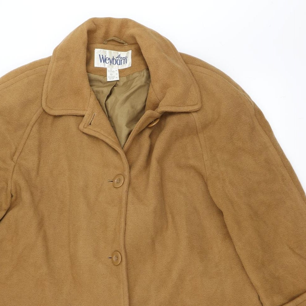 ANNE WEYBURN Womens Beige   Overcoat Coat Size 16