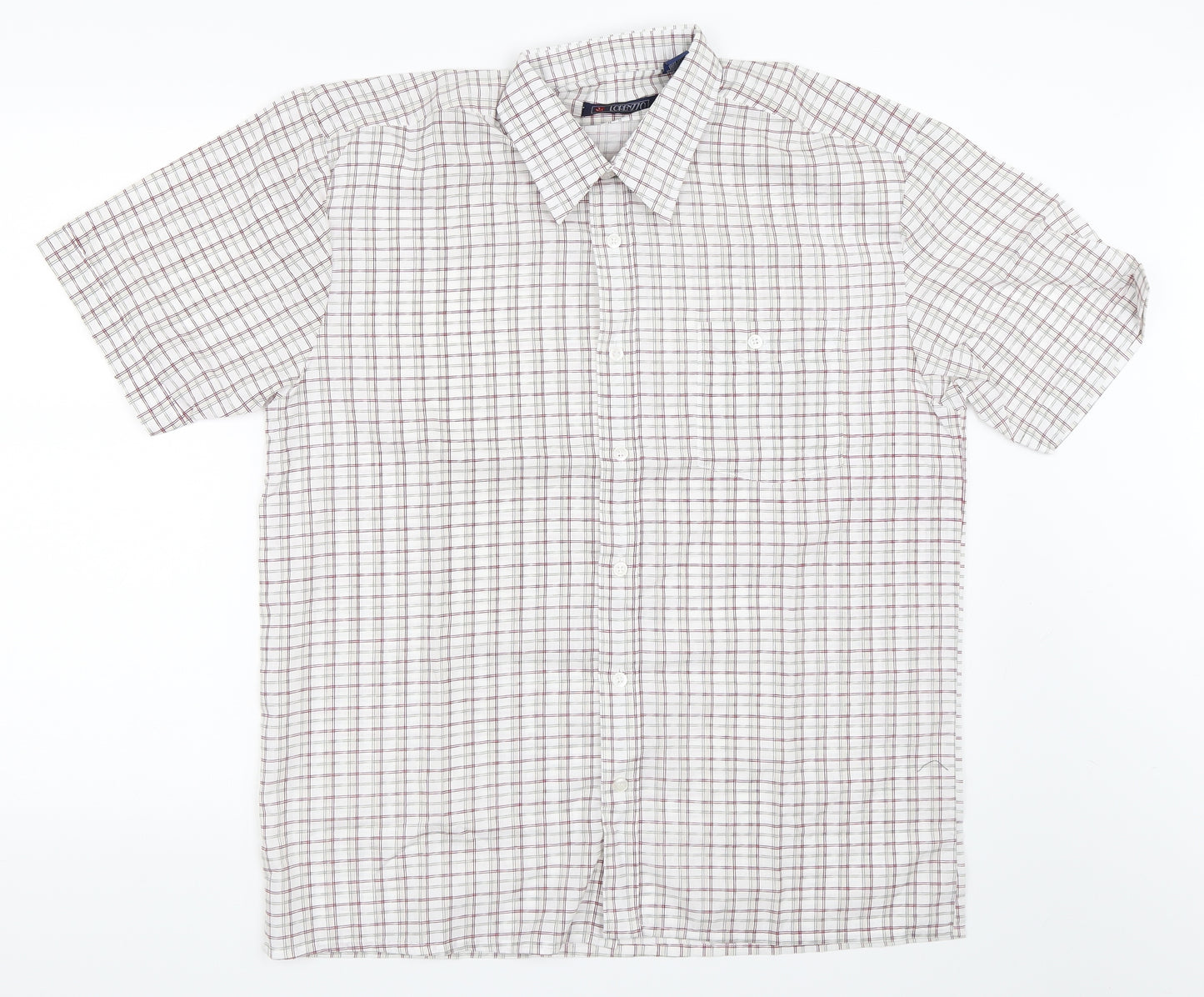Lorenzo Mens White Check   Button-Up Size 42