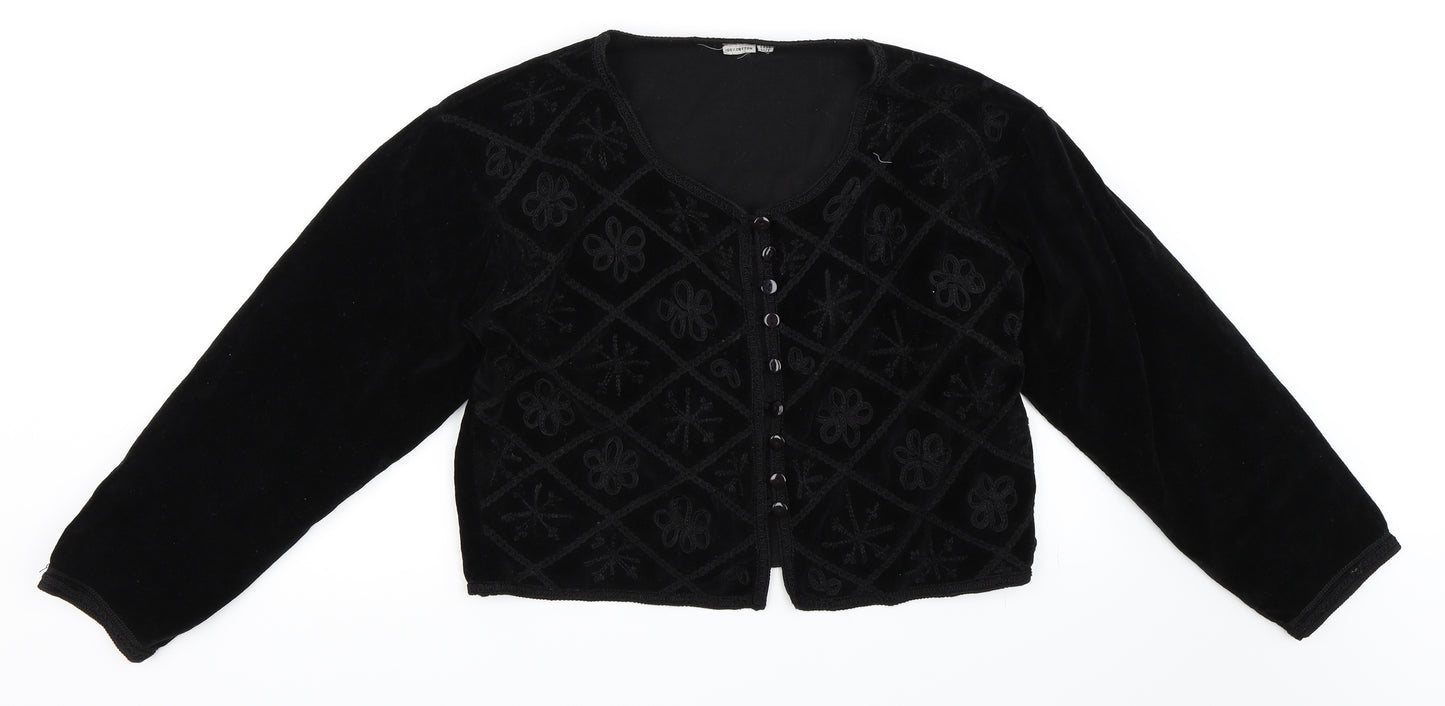 Preworn Womens Black  Velour Jacket Blazer Size L