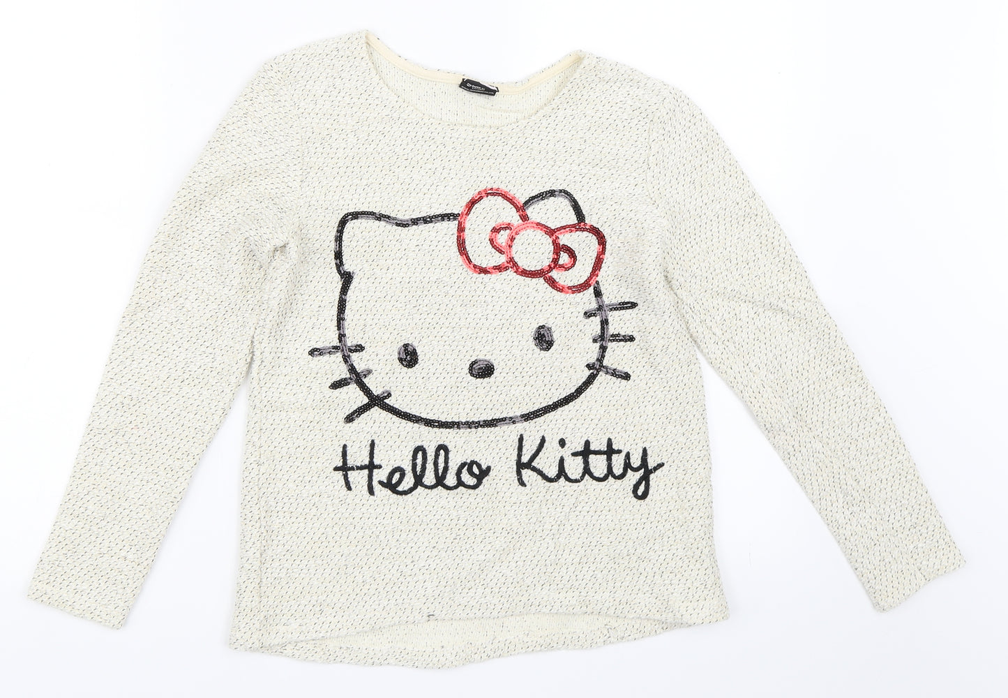 George Girls Beige   Pullover Jumper Size 10-11 Years  - hello kitty