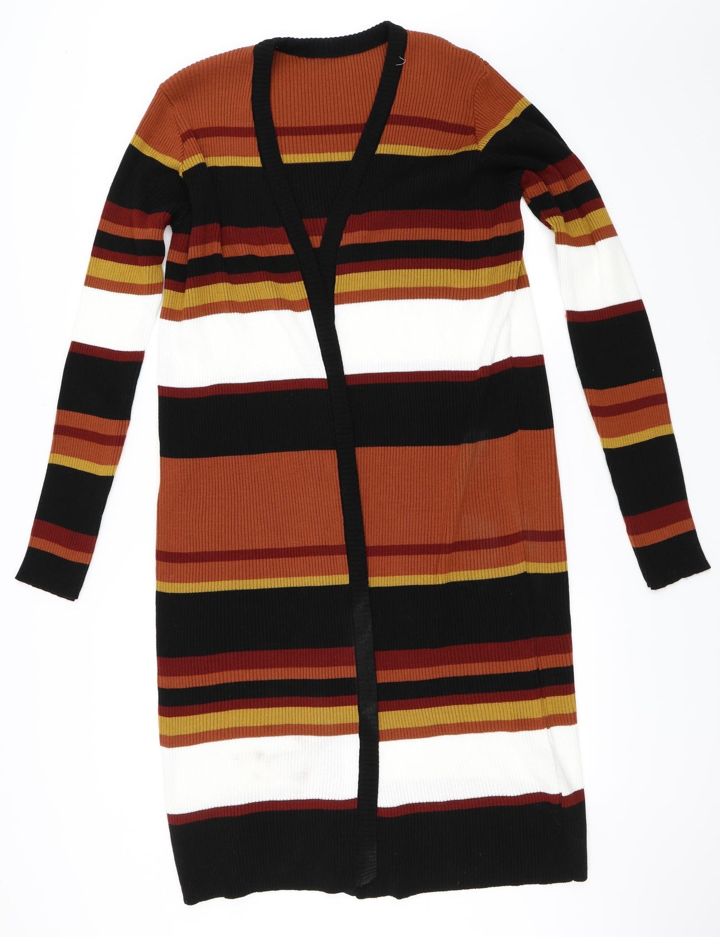 Select Womens Orange Striped  Cardigan Jumper Size M