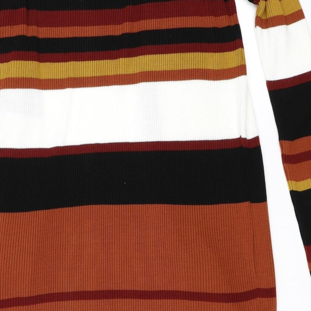 Select Womens Orange Striped  Cardigan Jumper Size M