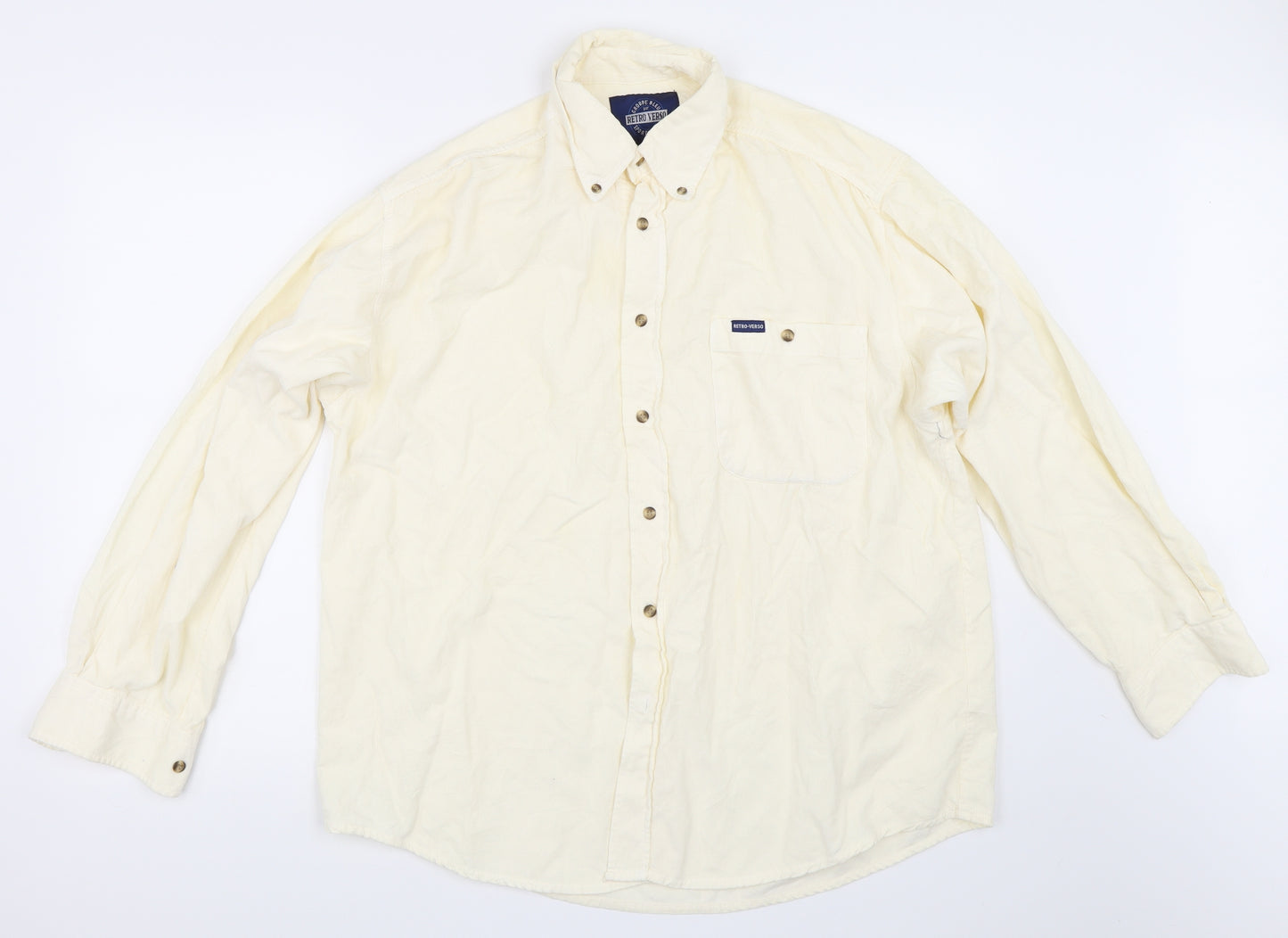 Retro-Verso Mens Ivory  Corduroy  Button-Up Size L