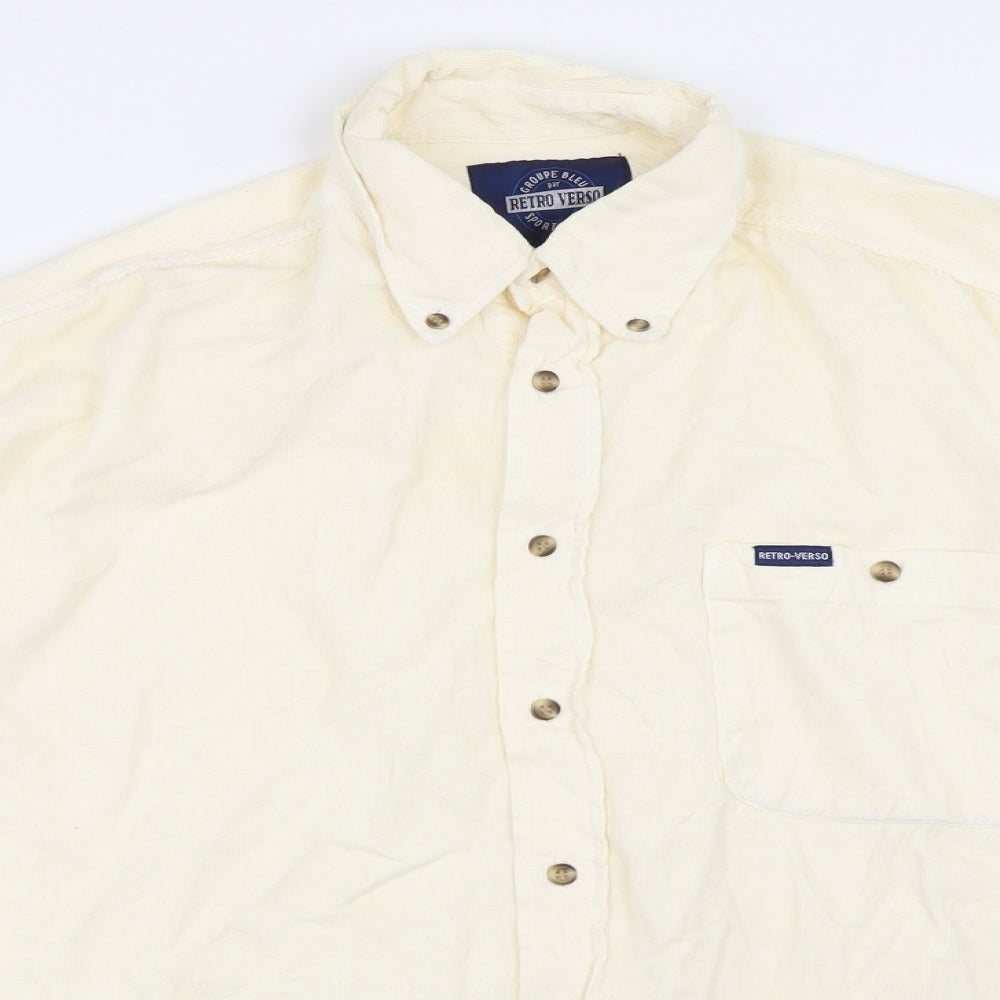 Retro-Verso Mens Ivory  Corduroy  Button-Up Size L