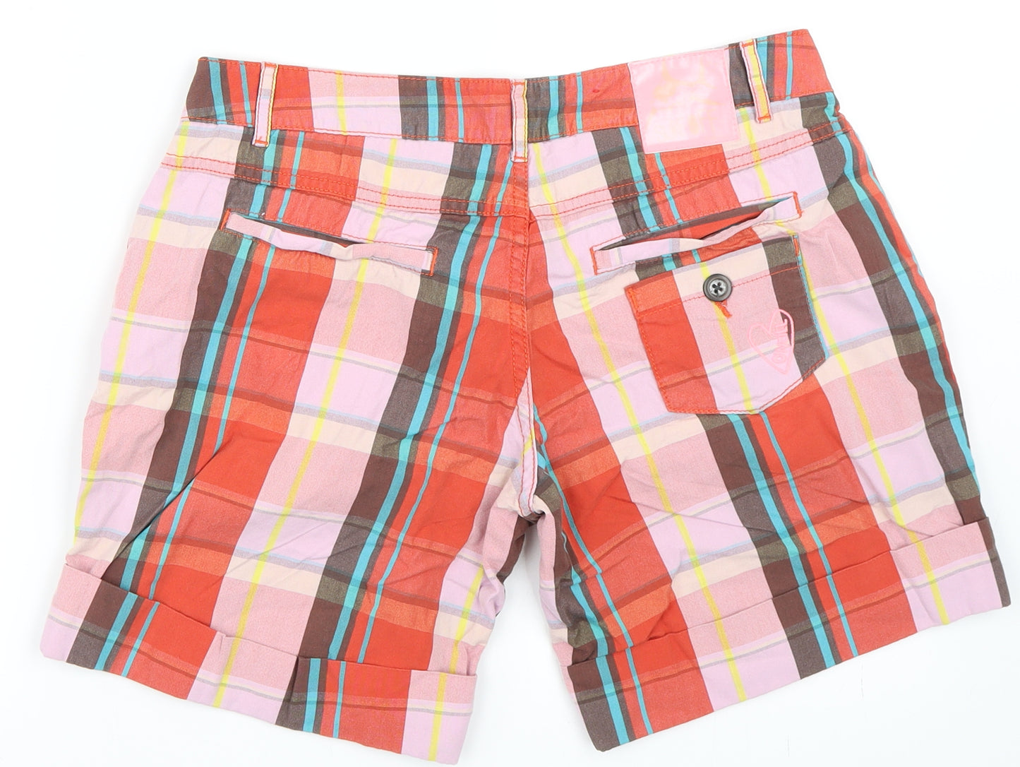 O'Neill Womens Orange Check  Bermuda Shorts Size 28