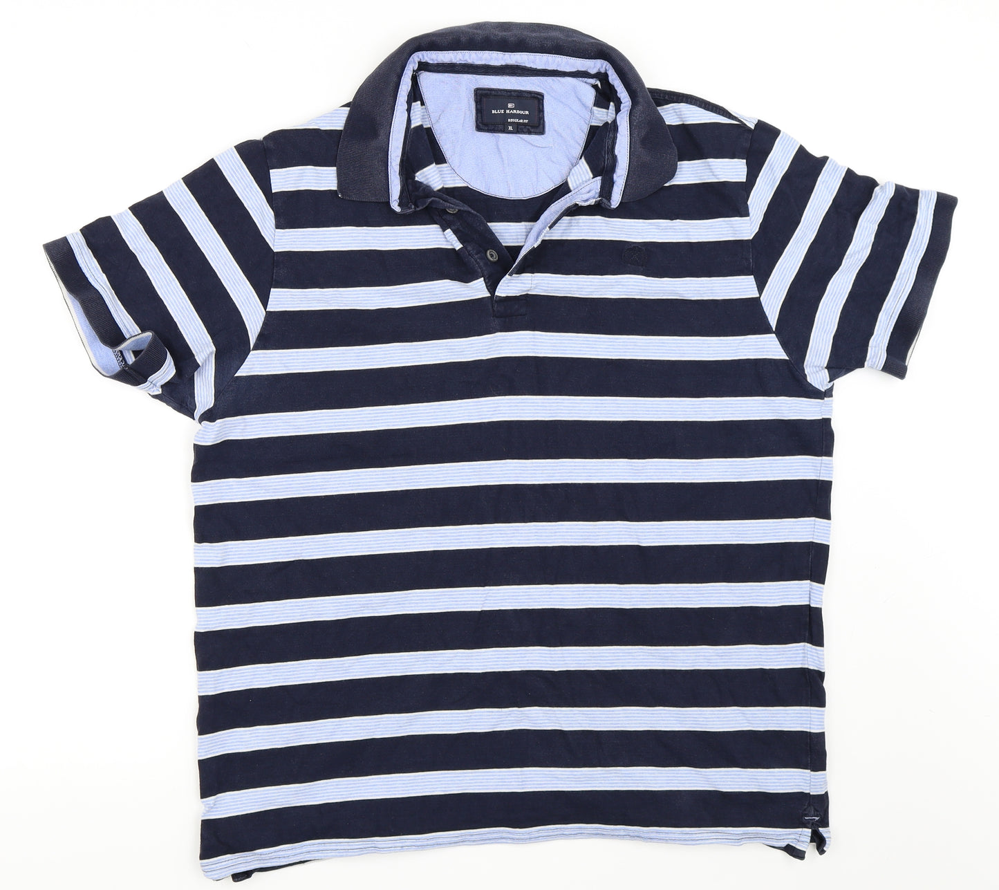 Blue Harbour Mens Blue Striped   Polo Size XL