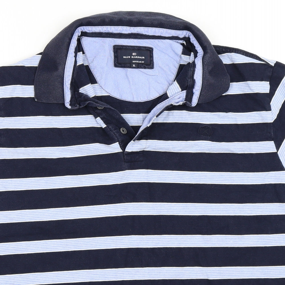 Blue Harbour Mens Blue Striped   Polo Size XL