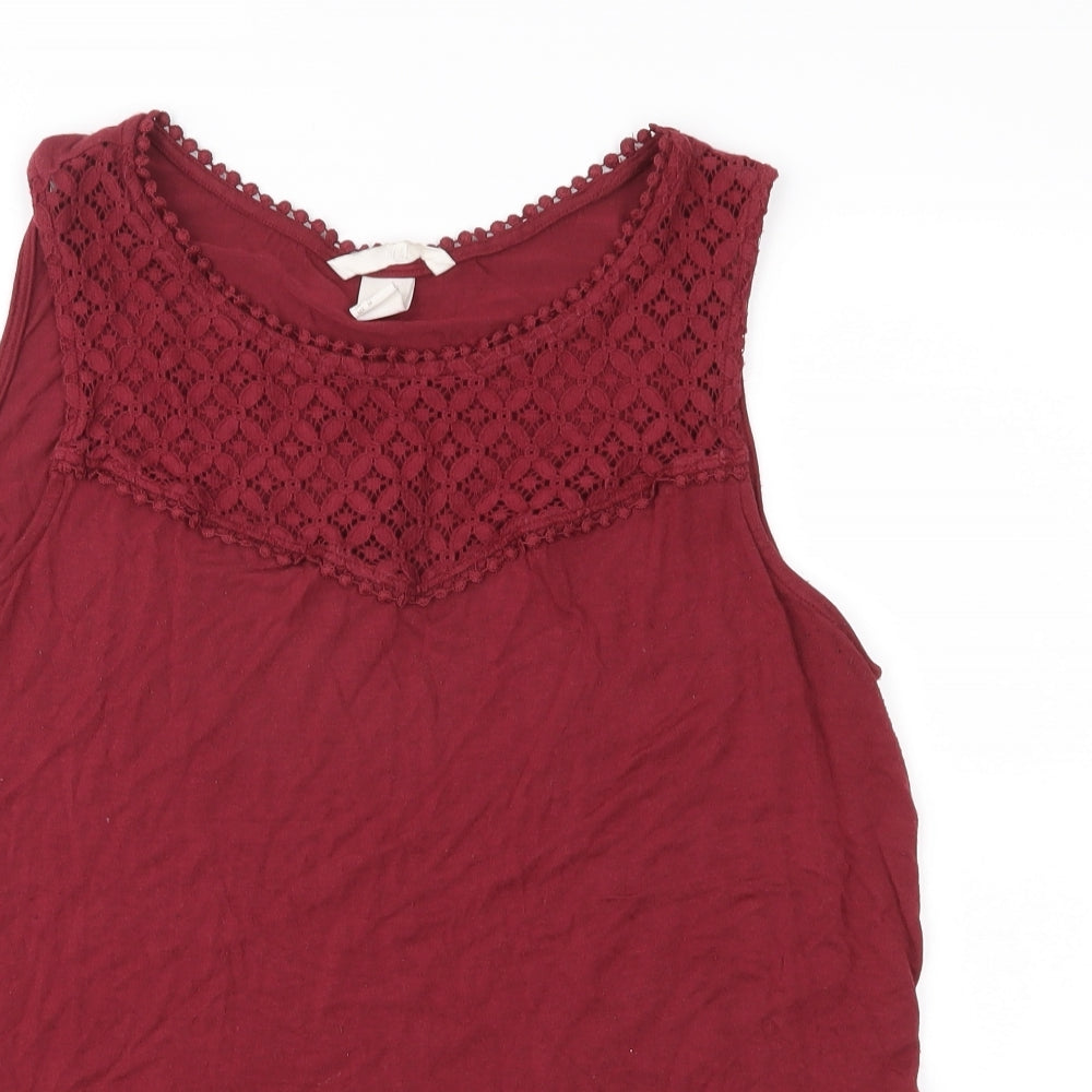 H&M Womens Red  Jersey Basic Blouse Size M