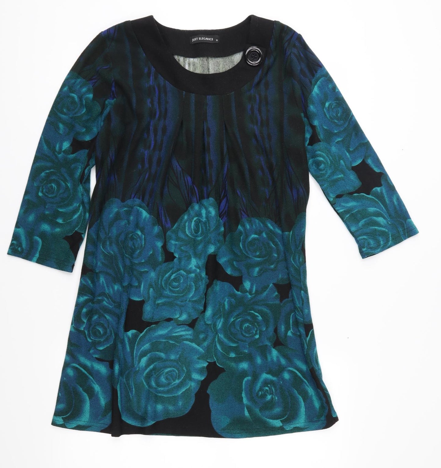 Just Elegance Womens Green Floral  Tunic Blouse Size 16