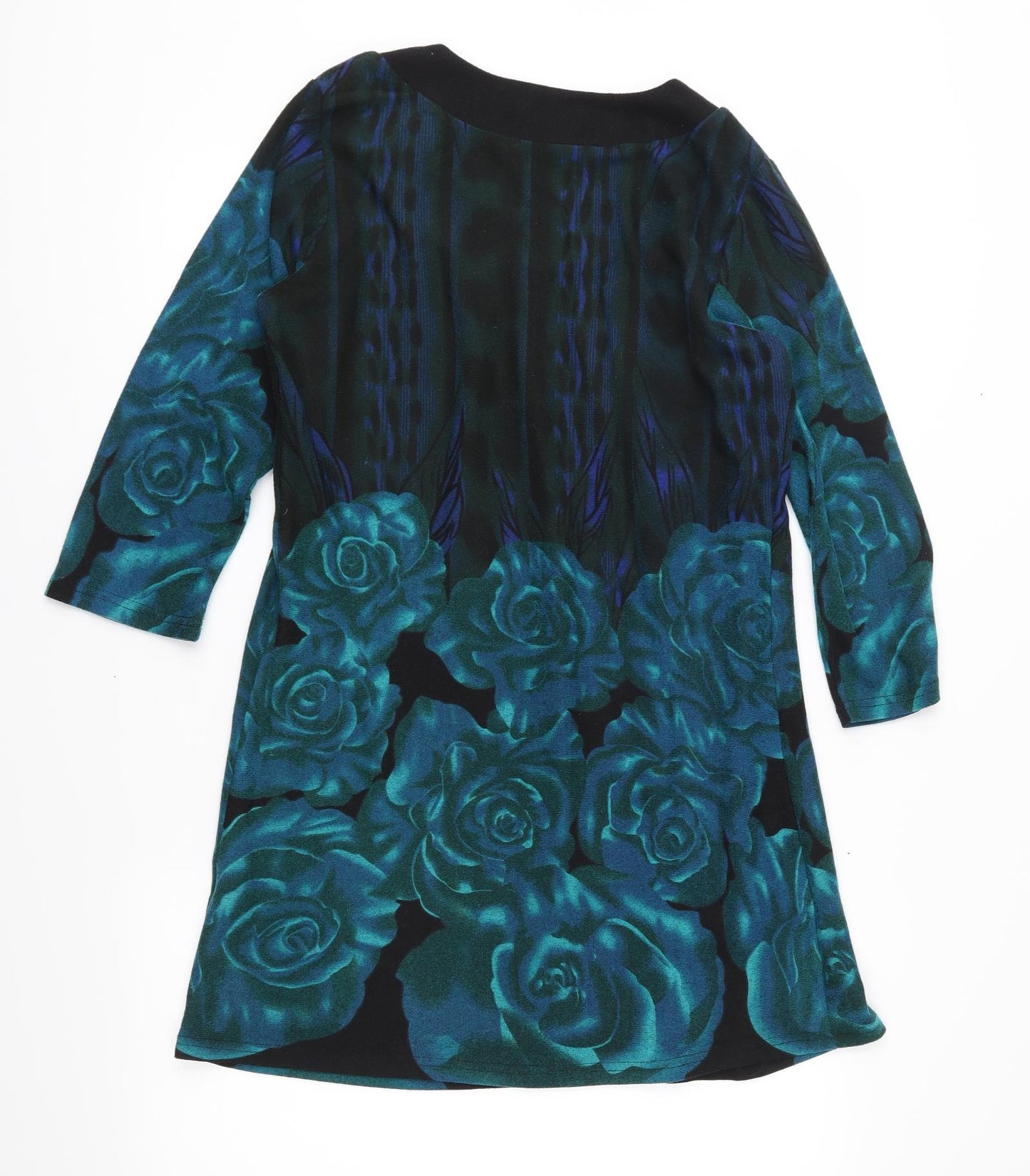 Just Elegance Womens Green Floral  Tunic Blouse Size 16