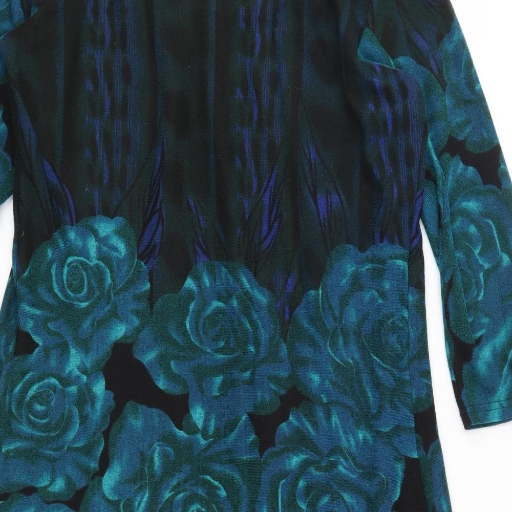 Just Elegance Womens Green Floral  Tunic Blouse Size 16