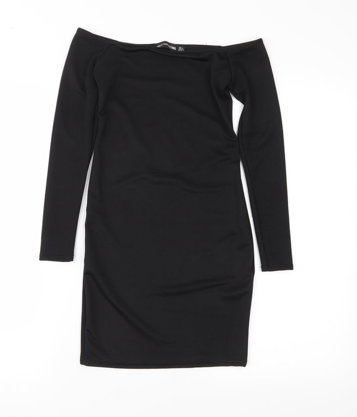 PRETTYLITTLETHING Womens Black   Sheath  Size 4