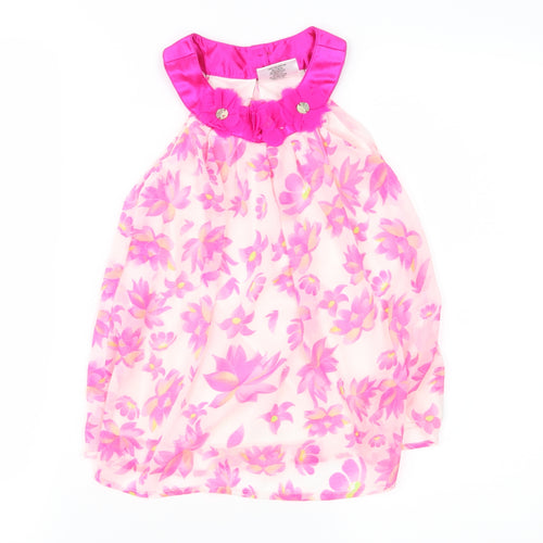 Hello Gorgeous Girls Pink Floral Chiffon Fit & Flare  Size 3 Years