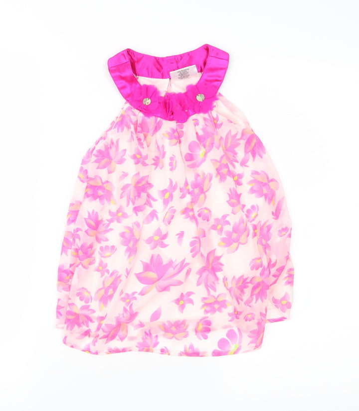 Hello Gorgeous Girls Pink Floral Chiffon Fit & Flare  Size 3 Years