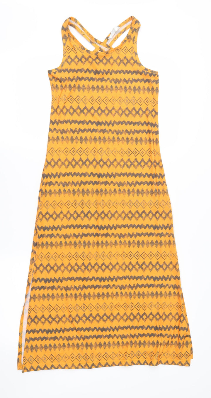Matalan Girls Orange Geometric Jersey Maxi Size 9 Years