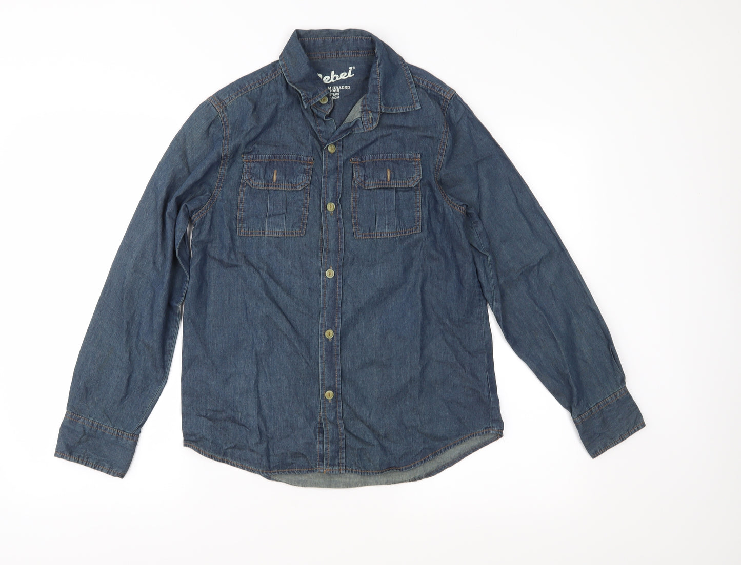 Rebel Boys Blue   Basic Button-Up Size 12-13 Years