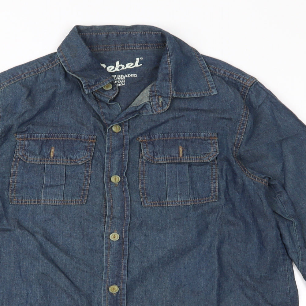 Rebel Boys Blue   Basic Button-Up Size 12-13 Years