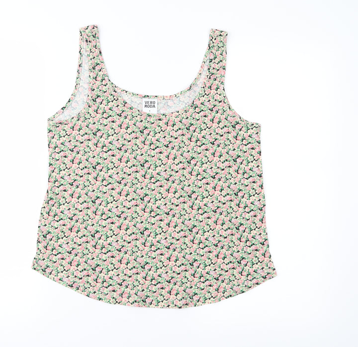 VERO MODA Womens Pink Floral Jersey Basic T-Shirt Size M