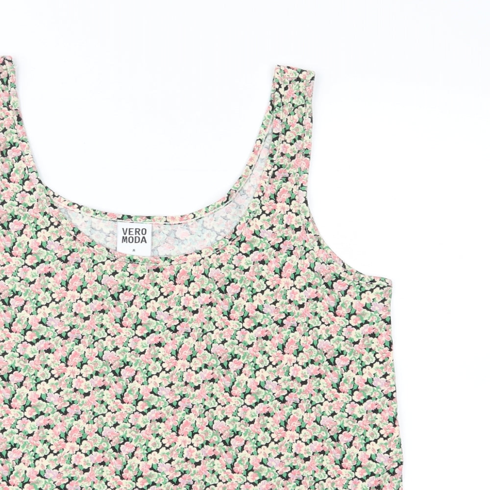 VERO MODA Womens Pink Floral Jersey Basic T-Shirt Size M