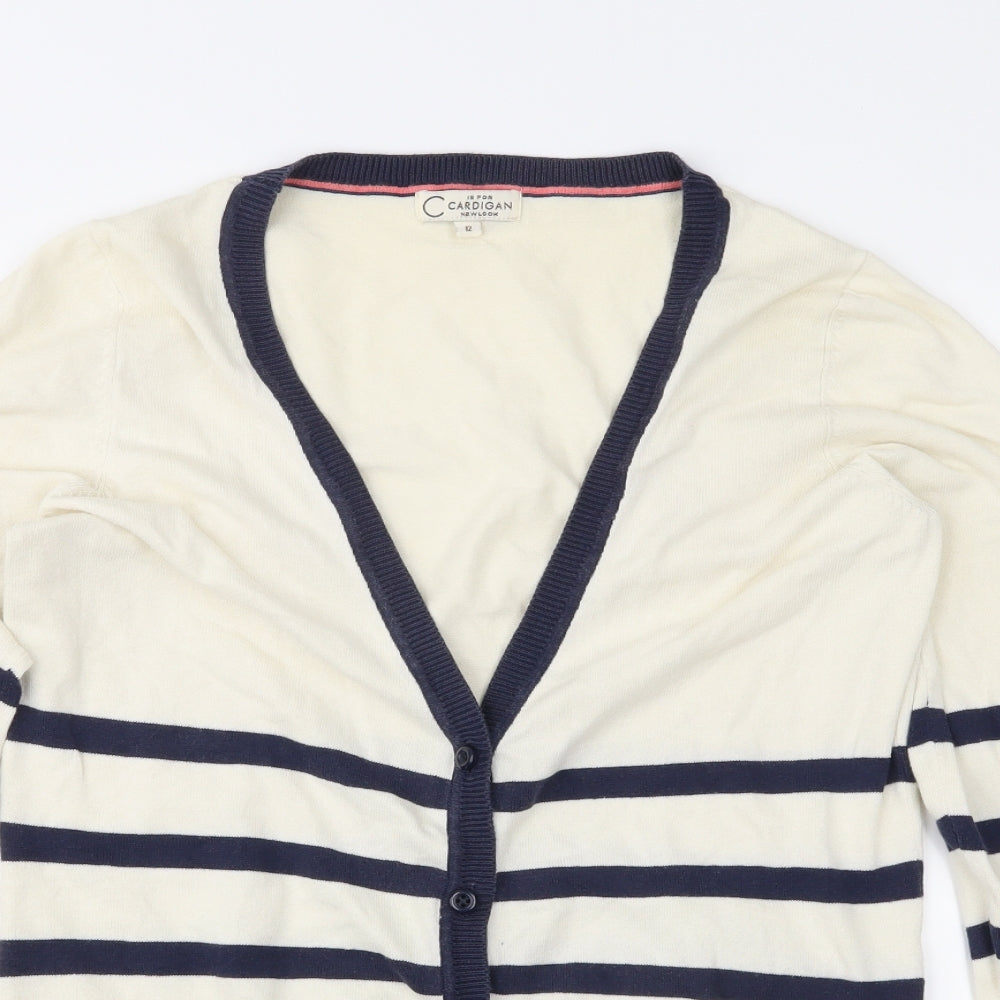 New Look Womens Ivory Striped Knit Pullover Jumper Size 12