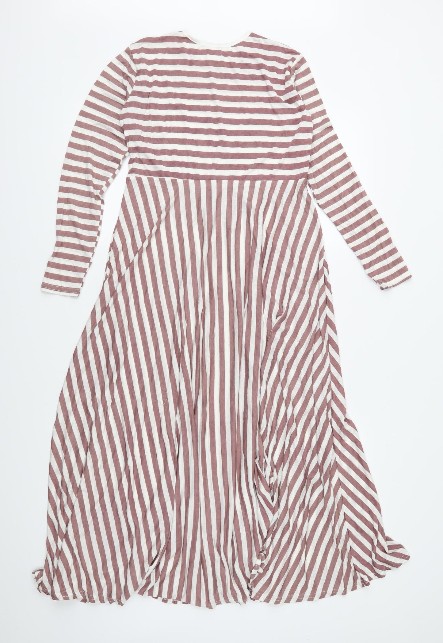Preworn Girls Brown Striped Jersey Maxi  Size 9-10 Years