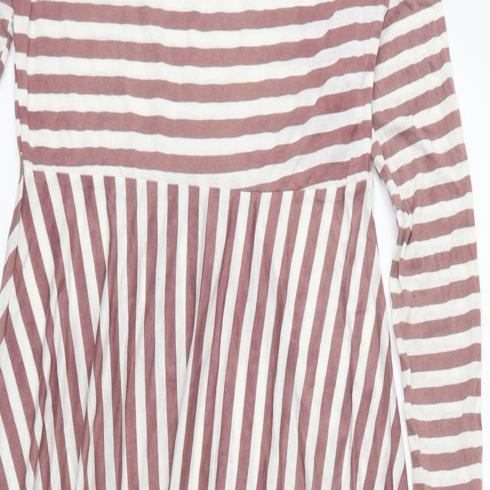 Preworn Girls Brown Striped Jersey Maxi  Size 9-10 Years