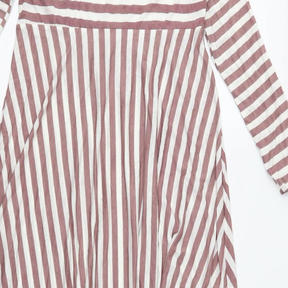 Preworn Girls Brown Striped Jersey Maxi  Size 9-10 Years