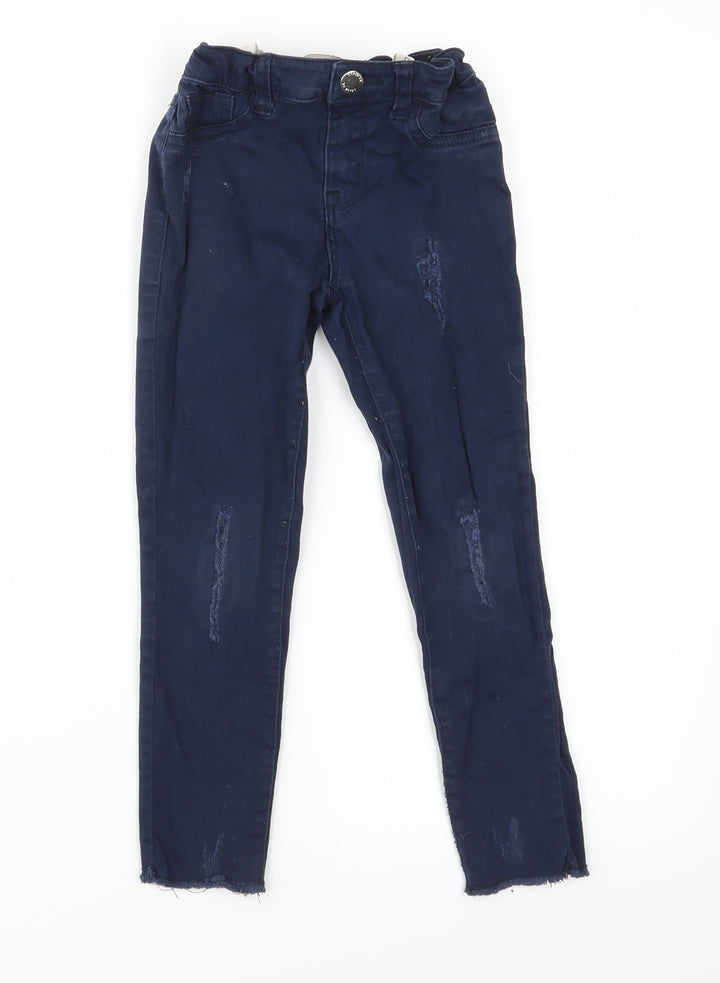 Denim & Co. Girls Black Denim Skinny Jeans Size 5-6 Years - Distressed
