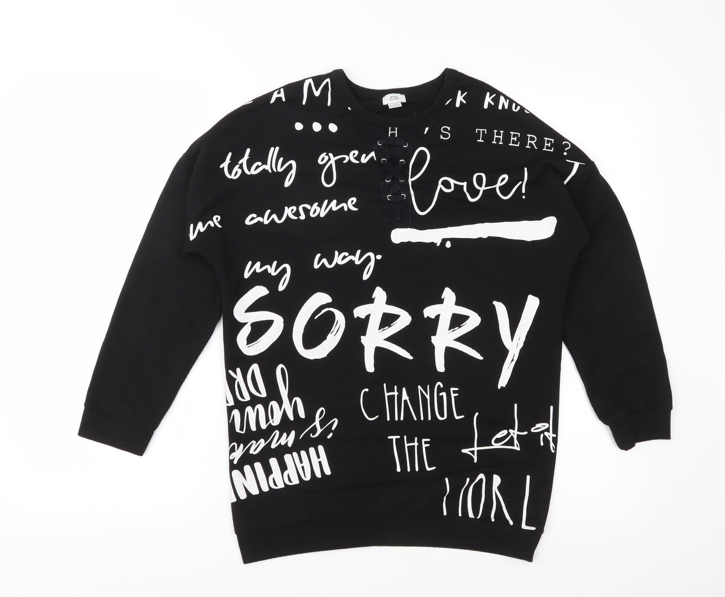 River Island Girls Black  Jersey Pullover Sweatshirt Size 9-10 Years