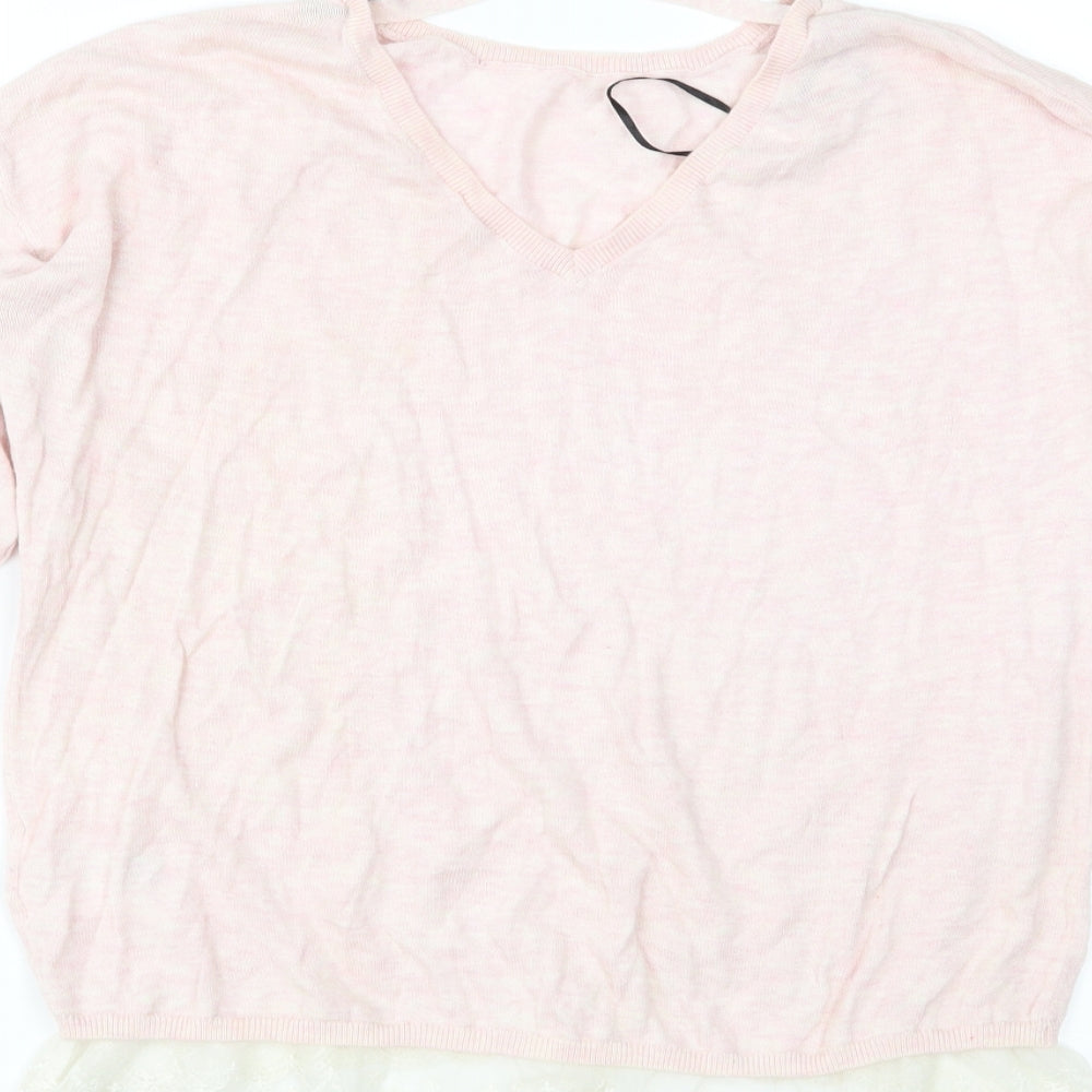 H&M Girls Pink  Knit Pullover Jumper Size 15 Years