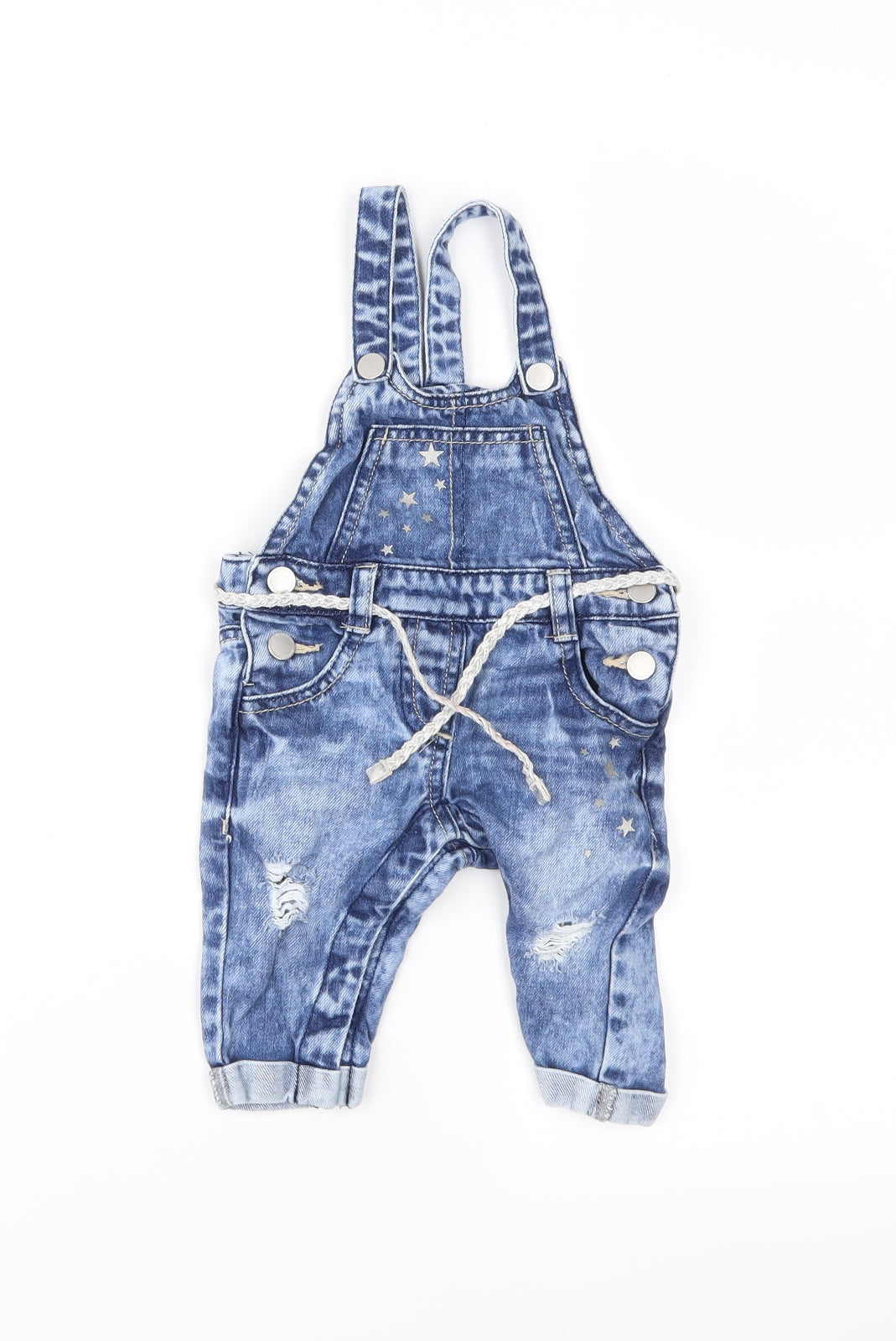 NEXT Girls Blue  Denim Cargo Jeans Size 3-6 Months  - Dungaree