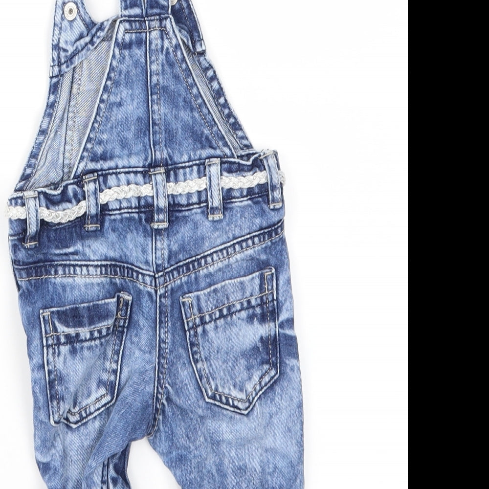 NEXT Girls Blue  Denim Cargo Jeans Size 3-6 Months  - Dungaree