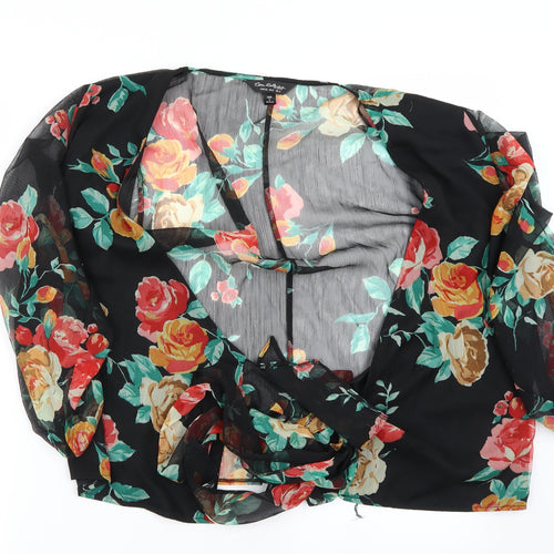 Miss Selfridge Womens Black Floral  Basic Blouse Size 6