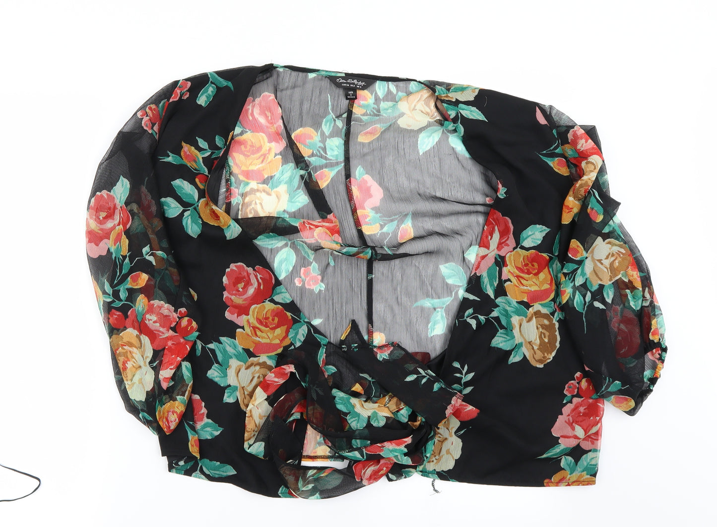 Miss Selfridge Womens Black Floral  Basic Blouse Size 6