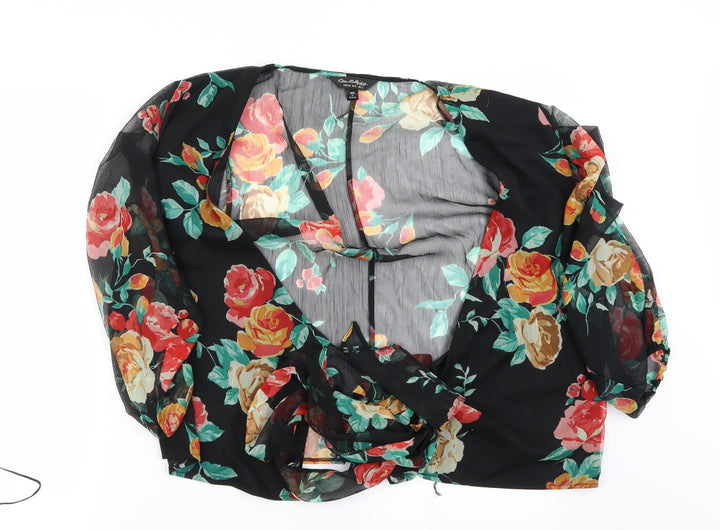 Miss Selfridge Womens Black Floral  Basic Blouse Size 6