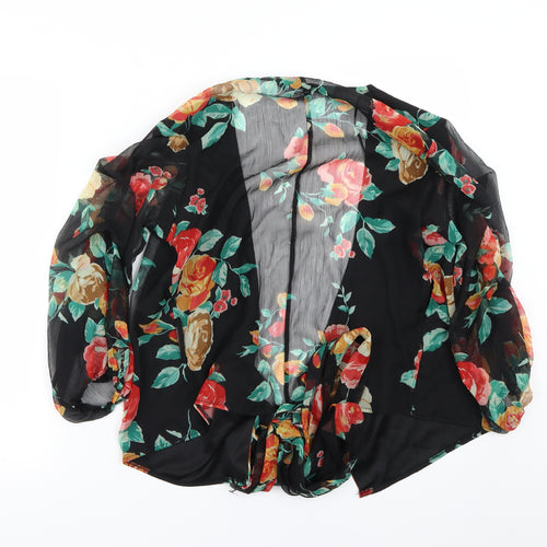Miss Selfridge Womens Black Floral  Basic Blouse Size 6