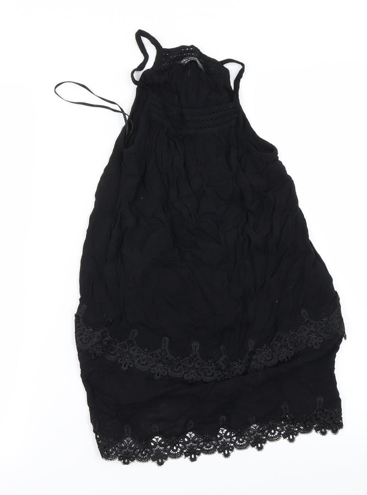 Miss Selfridge Womens Black Basic T-Shirt Size 8