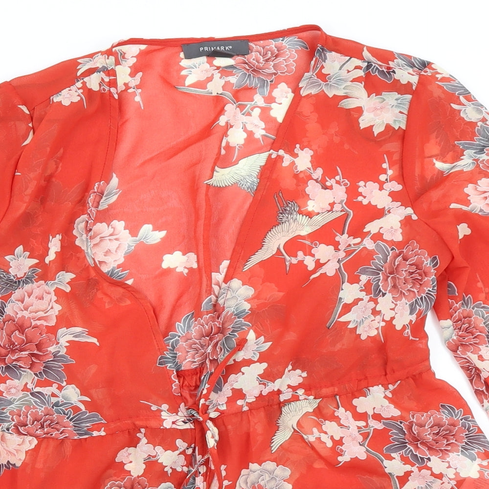 Primark Womens Red Floral  Basic Blouse Size 10