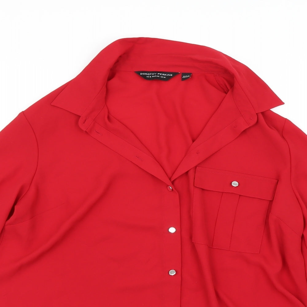 Dorothy Perkins Womens Red   Basic Button-Up Size 14
