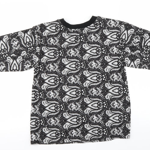 Topshop Womens Black Floral  Basic T-Shirt Size 8