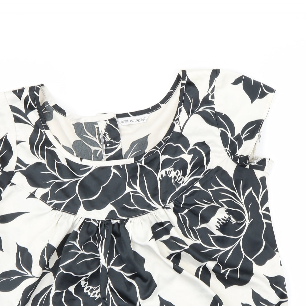 Marks and Spencer Womens Ivory Floral  Basic Blouse Size 12