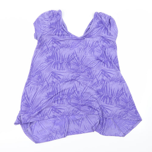 George Womens Purple Floral  Basic Blouse Size 10