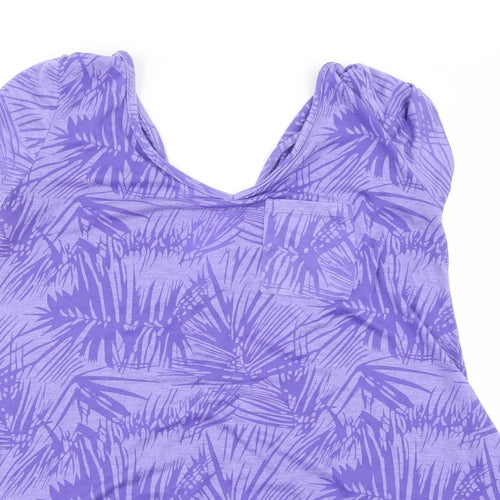 George Womens Purple Floral  Basic Blouse Size 10