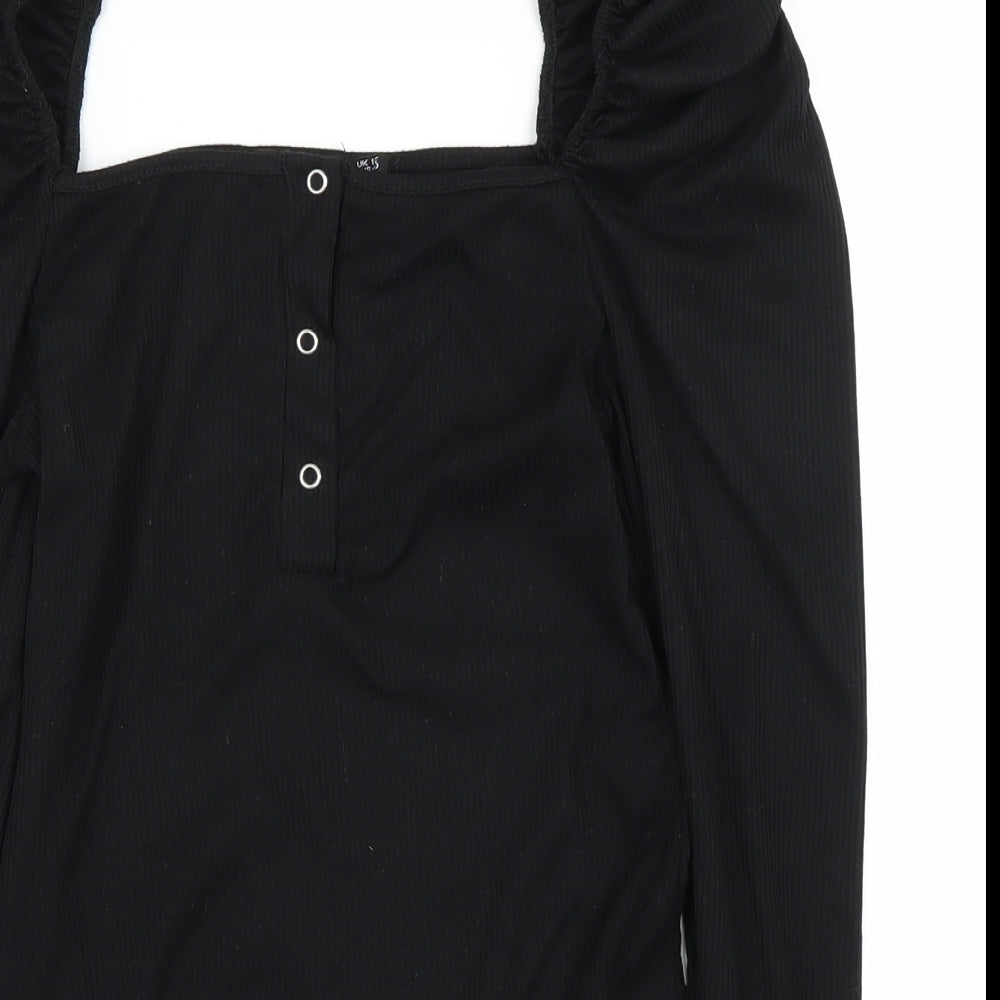 PRETTYLITTLETHING Womens Black   Bodysuit One-Piece Size 12