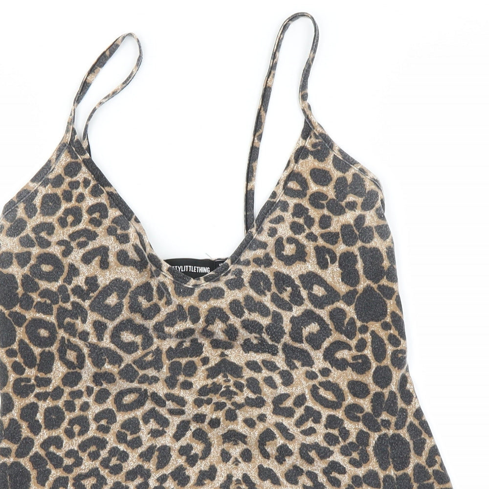 PRETTYLITTLETHING Womens Multicoloured Animal Print  Basic T-Shirt Size 12