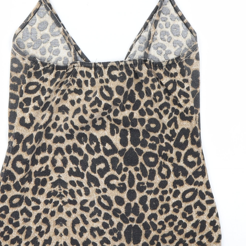 PRETTYLITTLETHING Womens Multicoloured Animal Print  Basic T-Shirt Size 12
